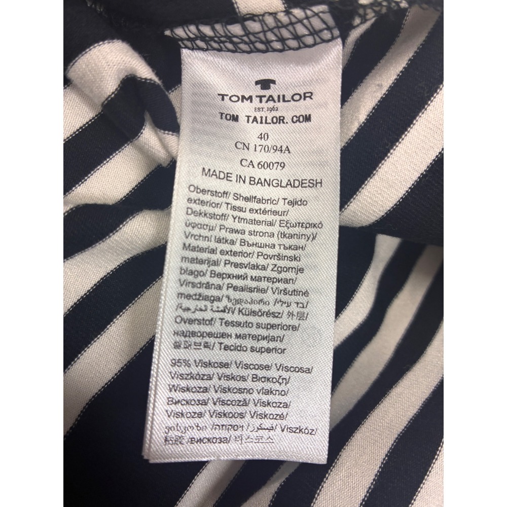 Tom Tailor Casual Sleeveless Midi Dress Nautical Chevron Striped 40 Black - Picture 5 of 11